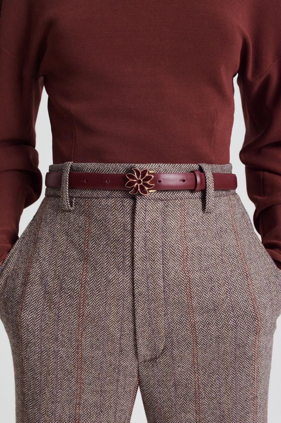 Belts | Women Scanlan Theodore FLOWER BUCKLE BELT 2 Burgundy