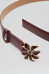 Belts | Women Scanlan Theodore FLOWER BUCKLE BELT 2 Burgundy