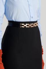 Belts | Women Scanlan Theodore GOLD TRIM BELT 2.5 Black