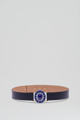 Belts | Women Scanlan Theodore ITALIAN OVAL JEWELED BELT 3.5 Navy