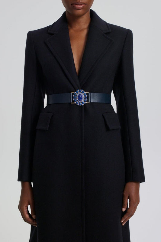 Belts | Women Scanlan Theodore ITALIAN OVAL JEWELED BELT 3.5 Navy