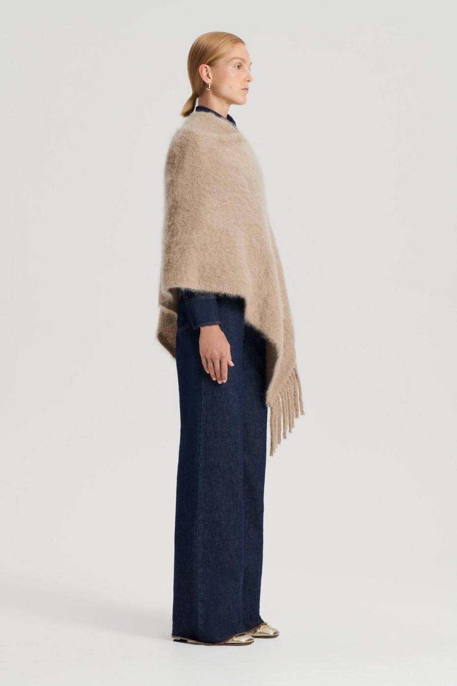 Capes | Women Scanlan Theodore BRUSHED FRINGED CAPE Nougat