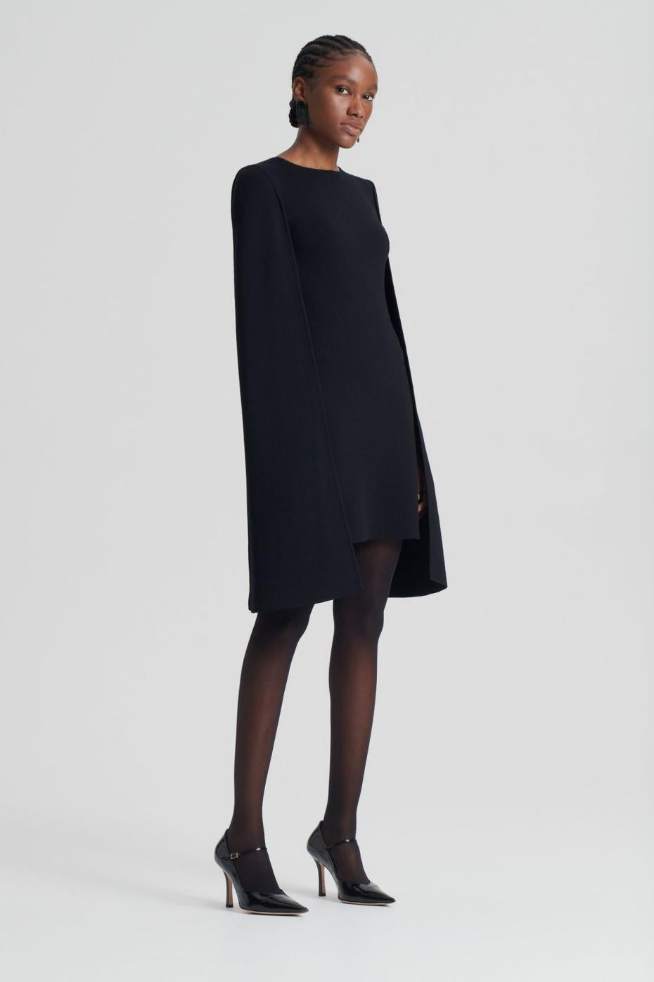Capes | Women Scanlan Theodore CREPE KNIT CAPE DRESS Black