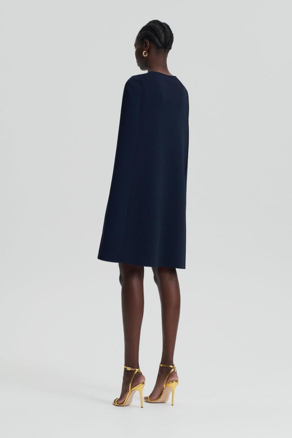 Capes | Women Scanlan Theodore CREPE KNIT CAPE DRESS Navy