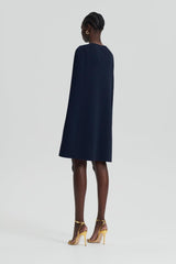 Capes | Women Scanlan Theodore CREPE KNIT CAPE DRESS Navy