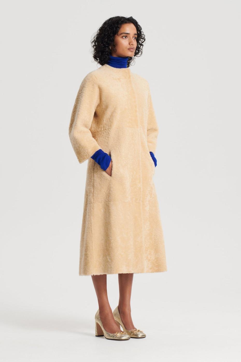 Coats | Women Scanlan Theodore COCOON SHEARLING COAT Gold