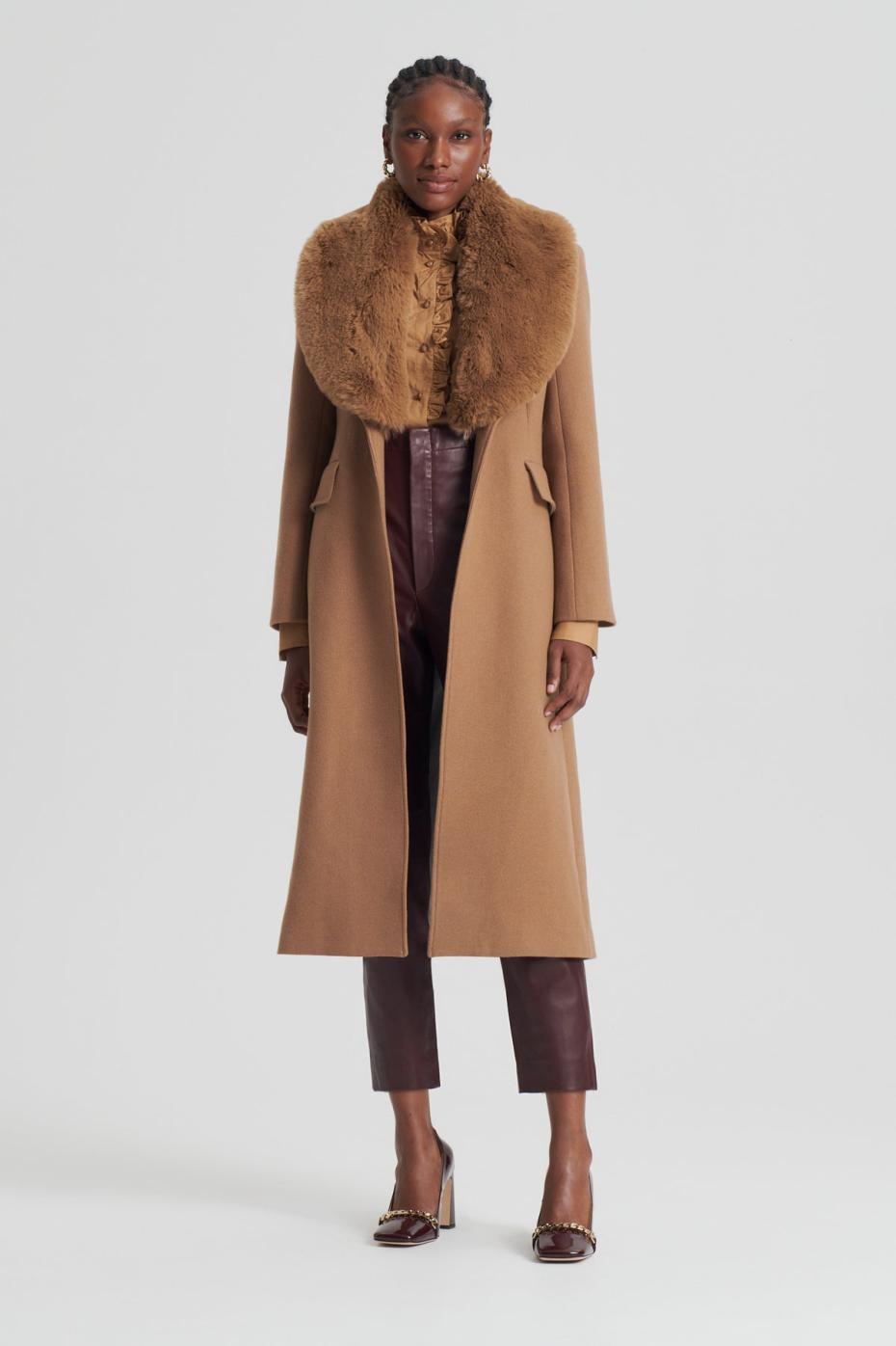 Coats | Women Scanlan Theodore FAUX FUR COLLAR COAT Camel