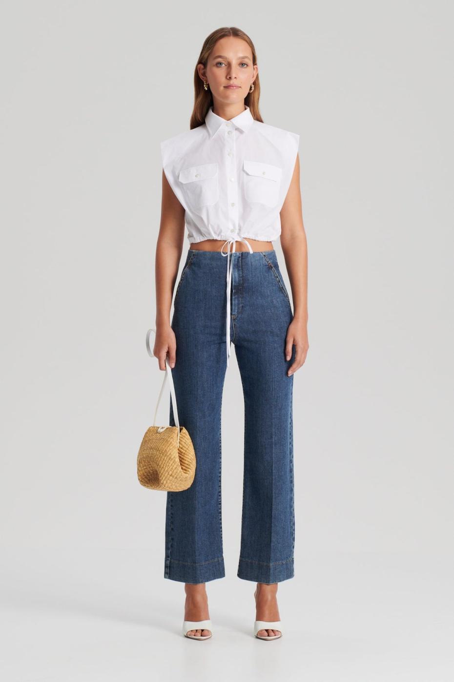 Denim | Women Scanlan Theodore DENIM CROPPED JEAN Washed.indigo