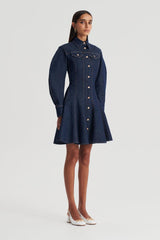Denim | Women Scanlan Theodore DENIM MINI DRESS Indigo.b