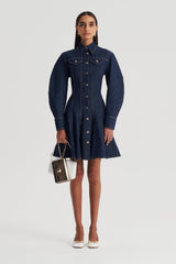 Denim | Women Scanlan Theodore DENIM MINI DRESS Indigo.b