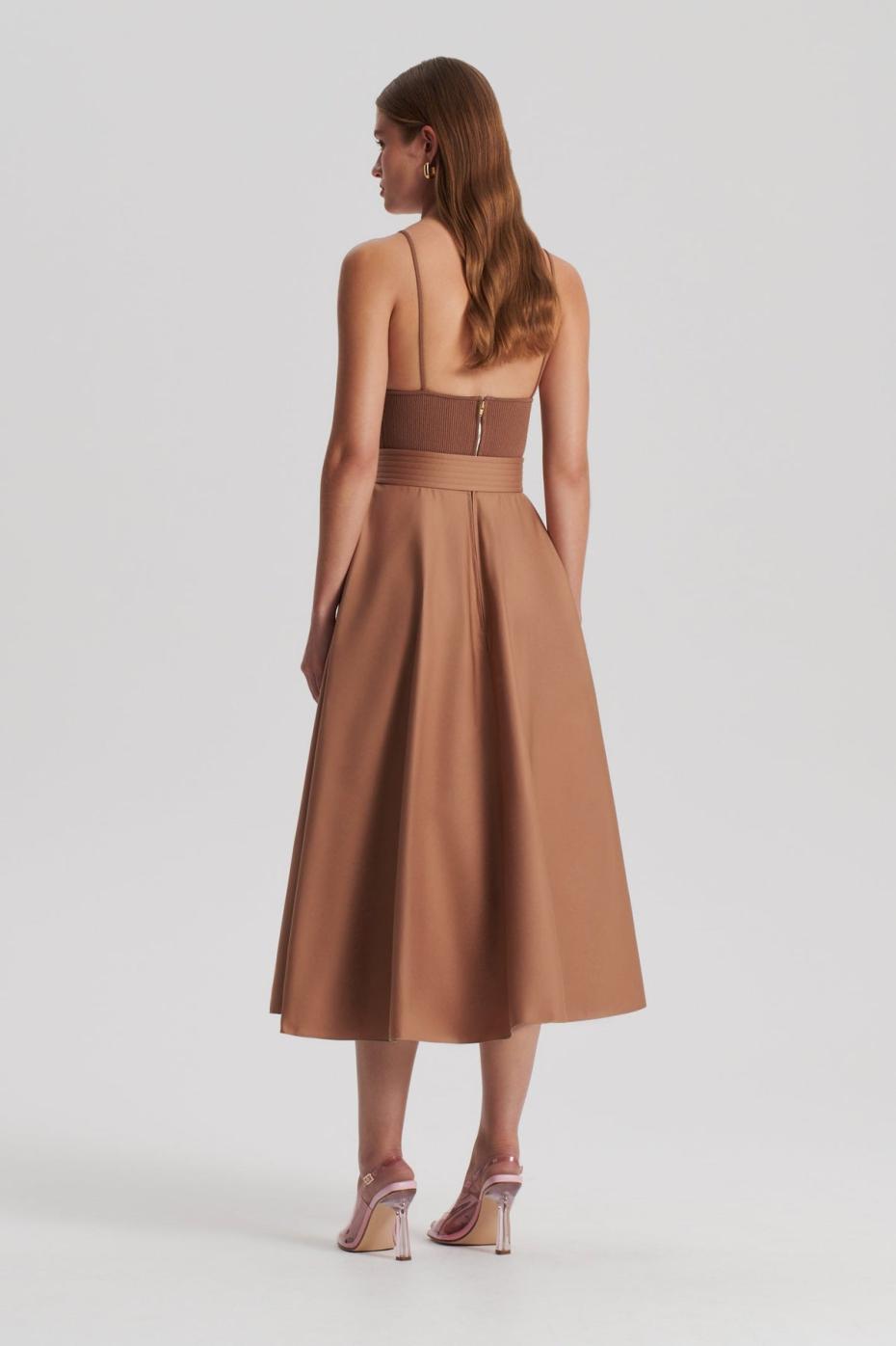 Dresses | Women Scanlan Theodore CREPE KNIT CAMISOLE COTTON DRESS Almond