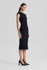 Dresses | Women Scanlan Theodore CREPE KNIT CAP SLEEVE DRESS Black