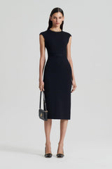 Dresses | Women Scanlan Theodore CREPE KNIT CAP SLEEVE DRESS Black