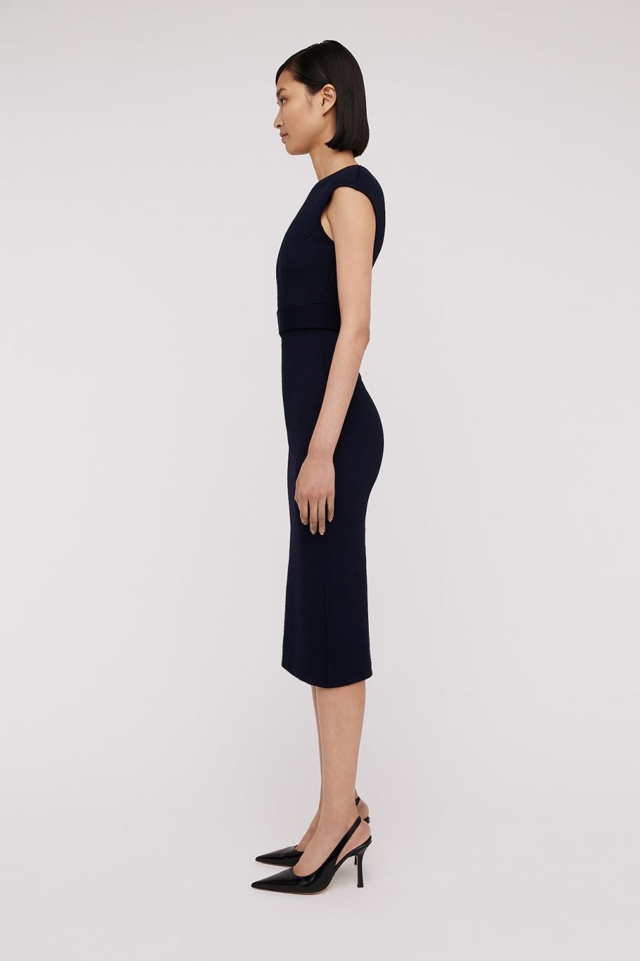 Dresses | Women Scanlan Theodore CREPE KNIT CAP SLEEVE DRESS Navy