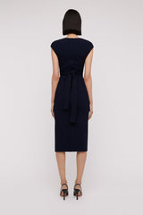 Dresses | Women Scanlan Theodore CREPE KNIT CAP SLEEVE DRESS Navy