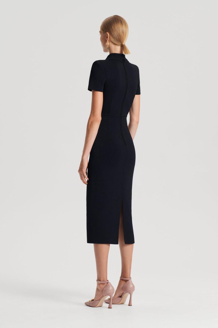 Dresses | Women Scanlan Theodore CREPE KNIT COLLAR DRESS Black