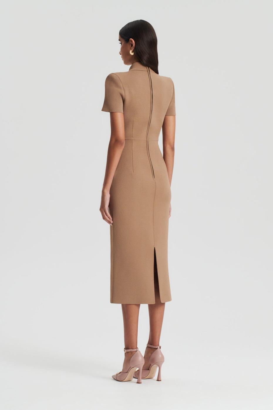 Dresses | Women Scanlan Theodore CREPE KNIT COLLAR DRESS Camel