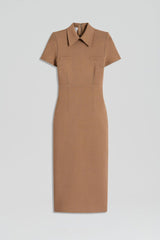 Dresses | Women Scanlan Theodore CREPE KNIT COLLAR DRESS Camel