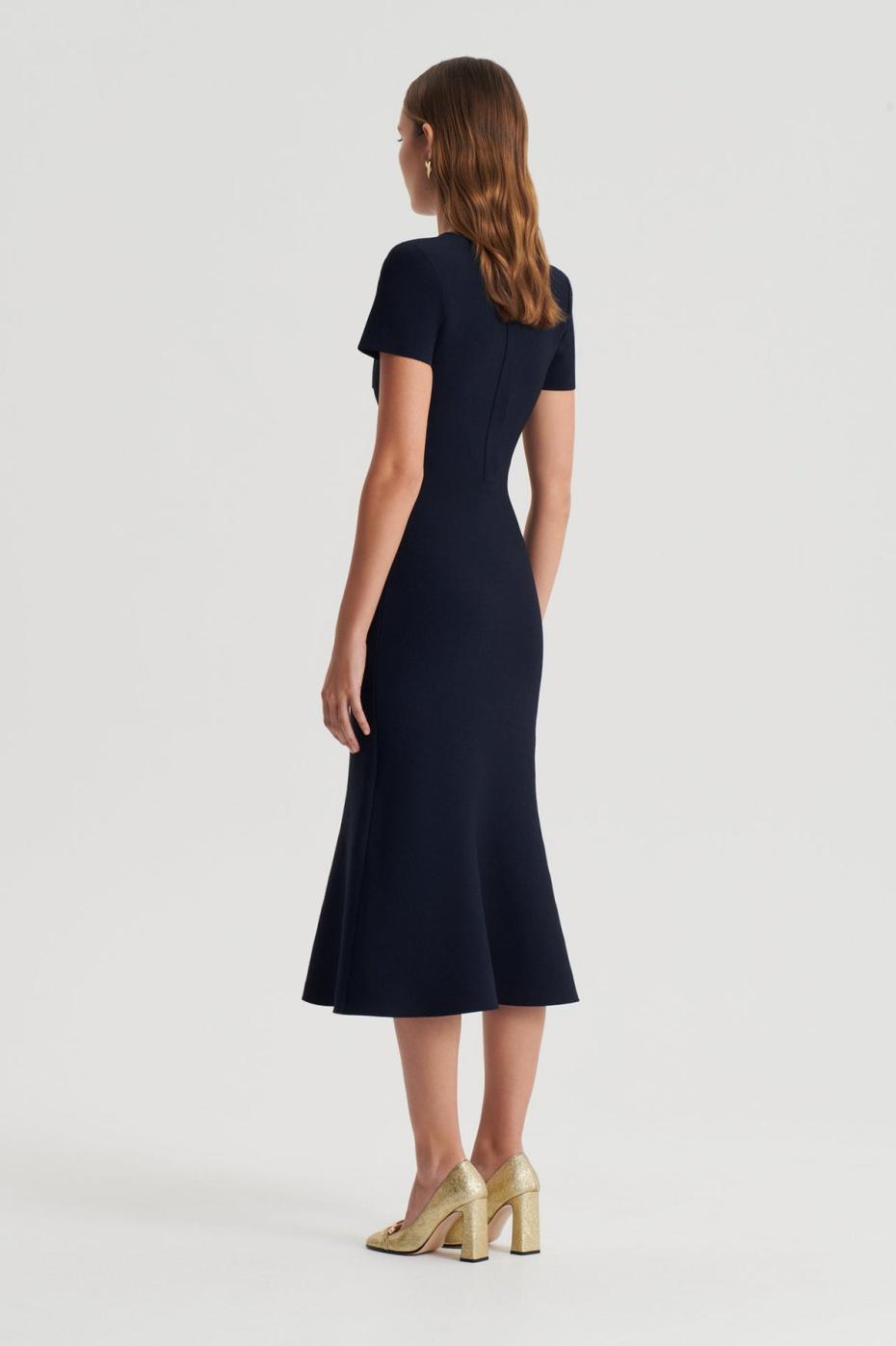 Dresses | Women Scanlan Theodore CREPE KNIT CRAVAT DRESS Navy