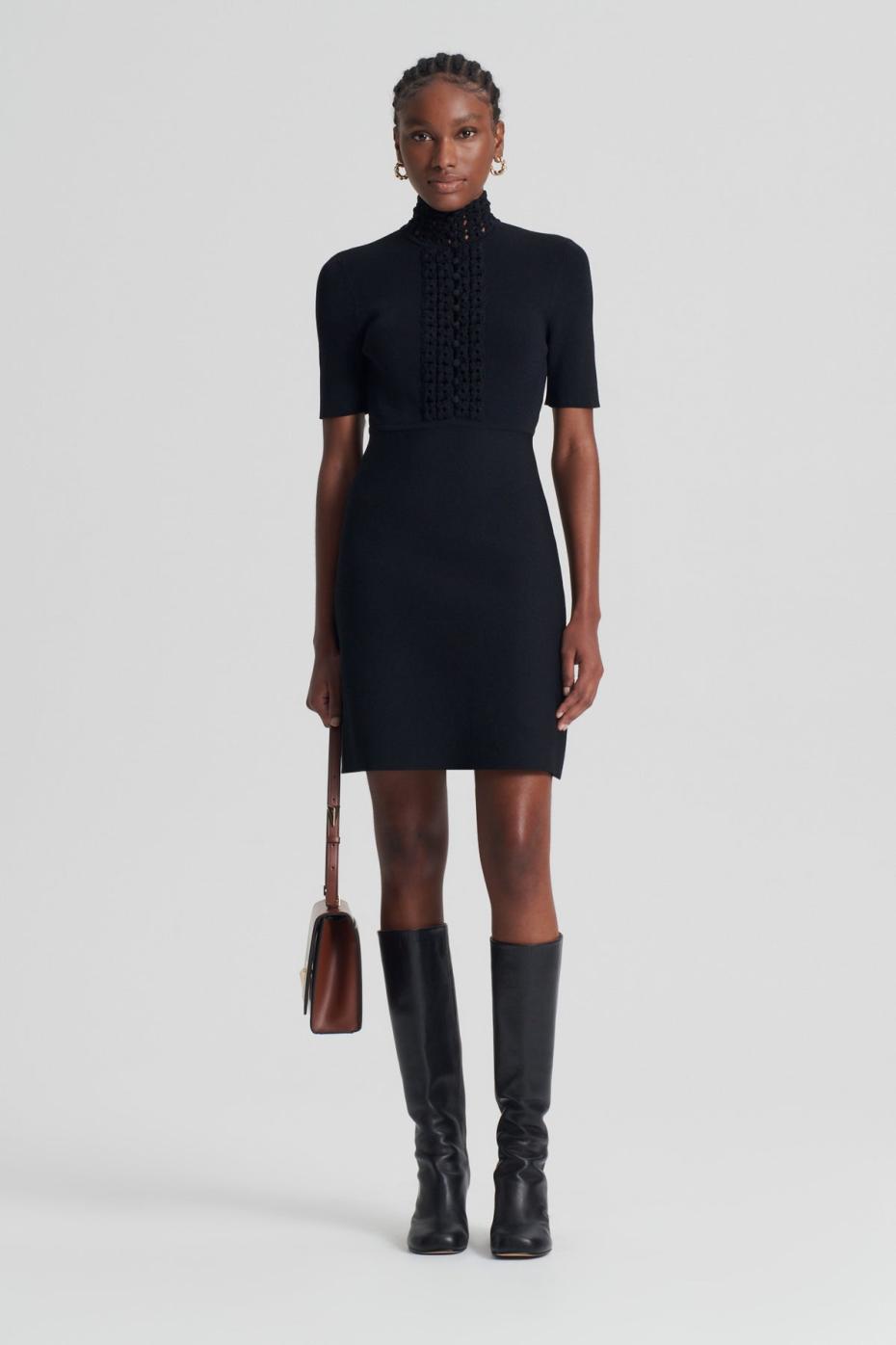 Dresses | Women Scanlan Theodore CREPE KNIT DAISY MINI DRESS Black