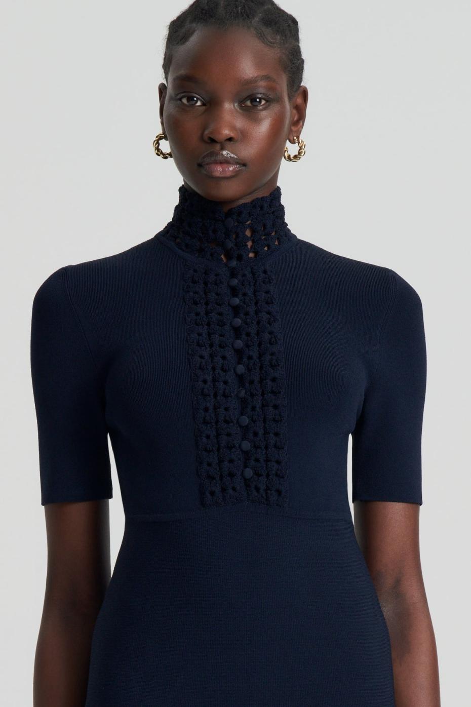 Dresses | Women Scanlan Theodore CREPE KNIT DAISY MINI DRESS Navy
