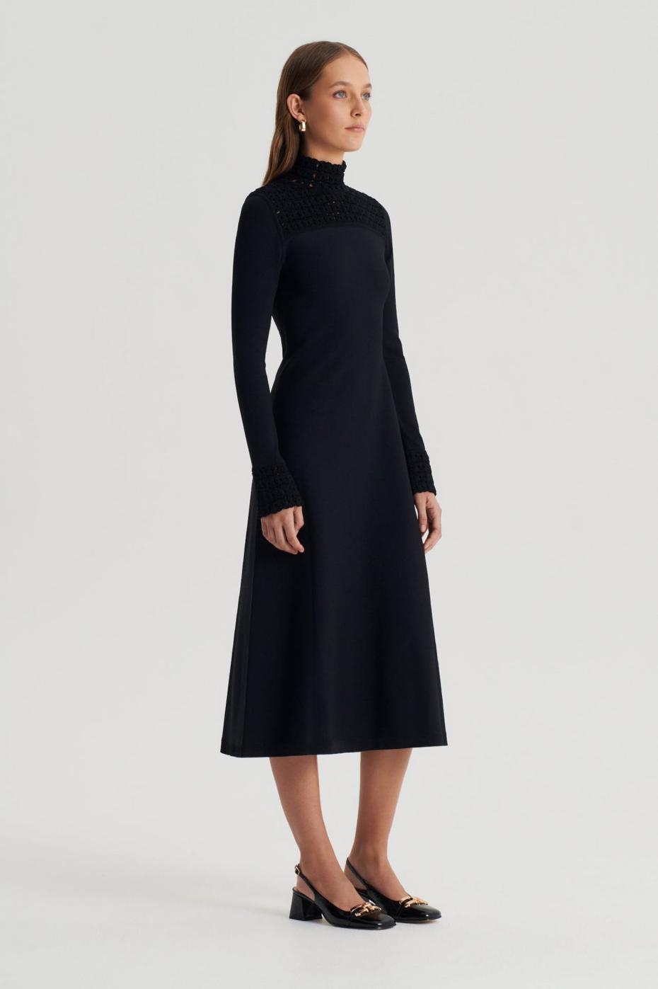 Dresses | Women Scanlan Theodore CREPE KNIT DAISY POLO DRESS Black