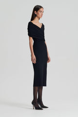 Dresses | Women Scanlan Theodore CREPE KNIT DRAPE SHOULDER DRESS Black