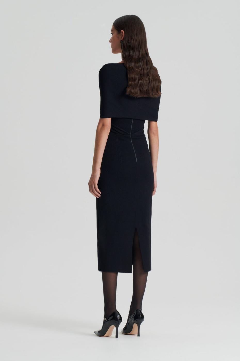 Dresses | Women Scanlan Theodore CREPE KNIT DRAPE SHOULDER DRESS Black
