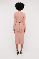 Dresses | Women Scanlan Theodore CREPE KNIT LONG SLEEVE V NECK DRESS Powder