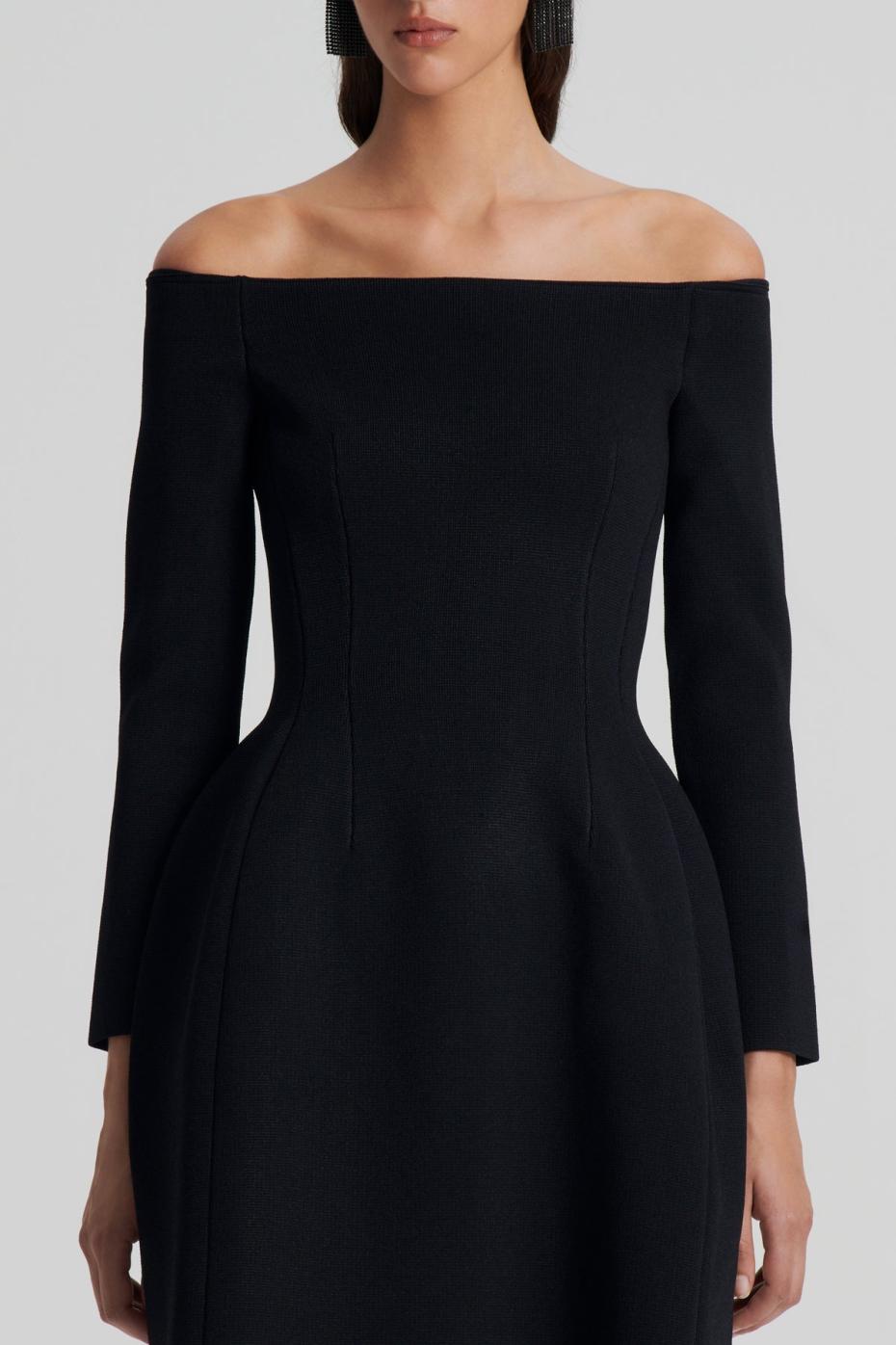 Dresses | Women Scanlan Theodore CREPE KNIT LS PEPLUM DRESS Black
