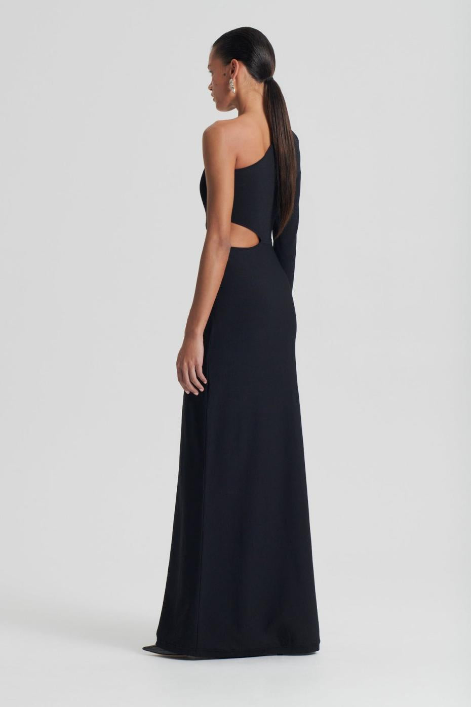 Dresses | Women Scanlan Theodore CREPE KNIT ONE SHOULDER GOWN Black