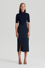 Dresses | Women Scanlan Theodore CREPE KNIT PENCIL COTTON DRESS Navy