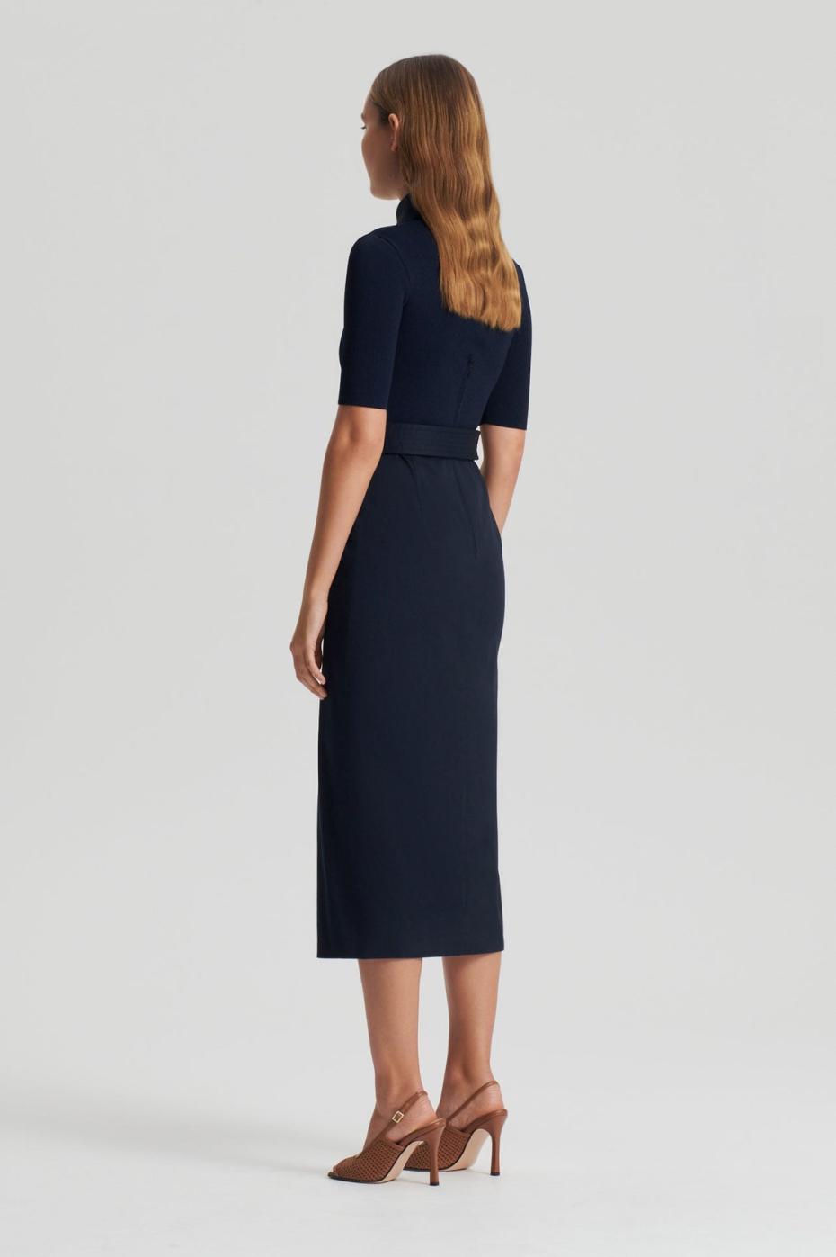 Dresses | Women Scanlan Theodore CREPE KNIT PENCIL COTTON DRESS Navy