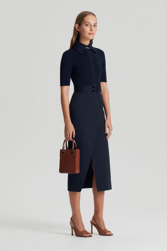 Dresses | Women Scanlan Theodore CREPE KNIT PENCIL COTTON DRESS Navy