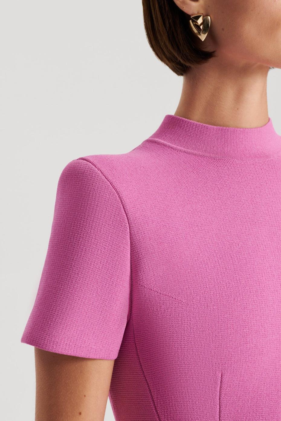 Dresses | Women Scanlan Theodore CREPE KNIT PEPLUM DRESS Peony