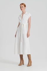 Dresses | Women Scanlan Theodore CREPE KNIT SHIRT DRESS Cream
