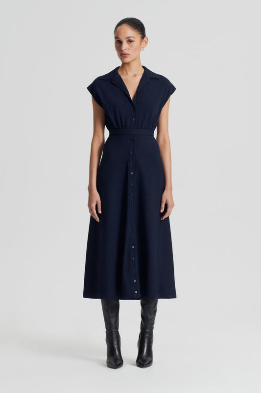 Dresses | Women Scanlan Theodore CREPE KNIT SHIRT DRESS Navy