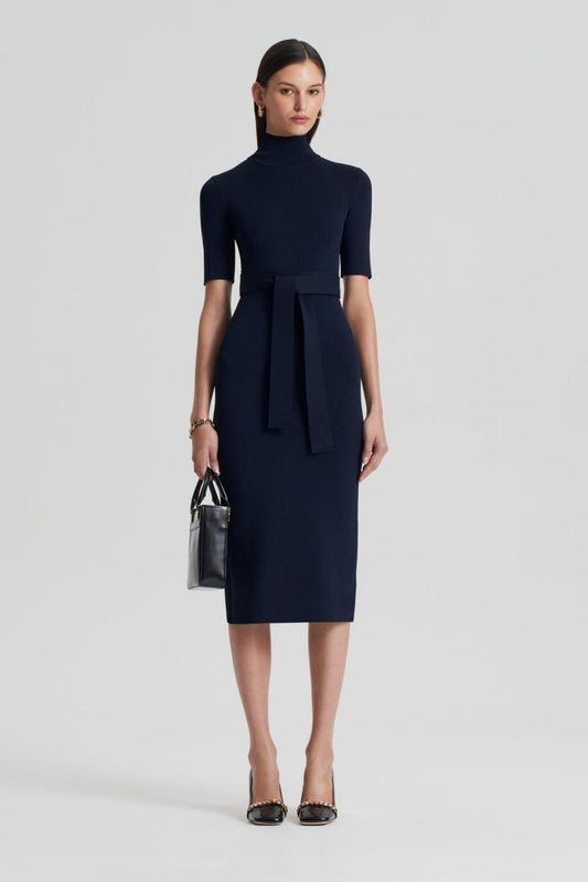 Dresses | Women Scanlan Theodore CREPE KNIT SHORT SLEEVE POLO DRESS Navy