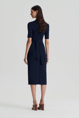Dresses | Women Scanlan Theodore CREPE KNIT V NECK DRESS Navy