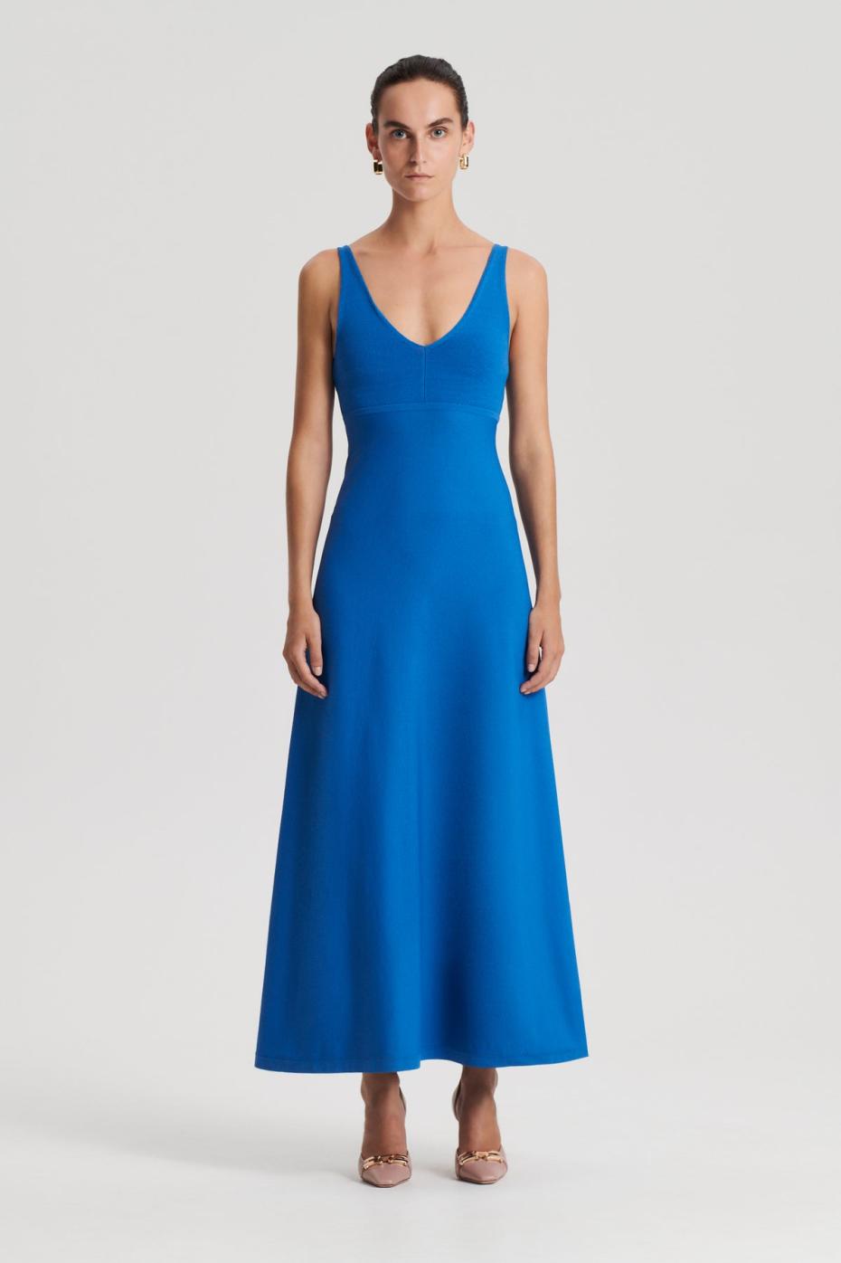 Dresses | Women Scanlan Theodore CREPE KNIT V NECK DRESS Prussian.blue