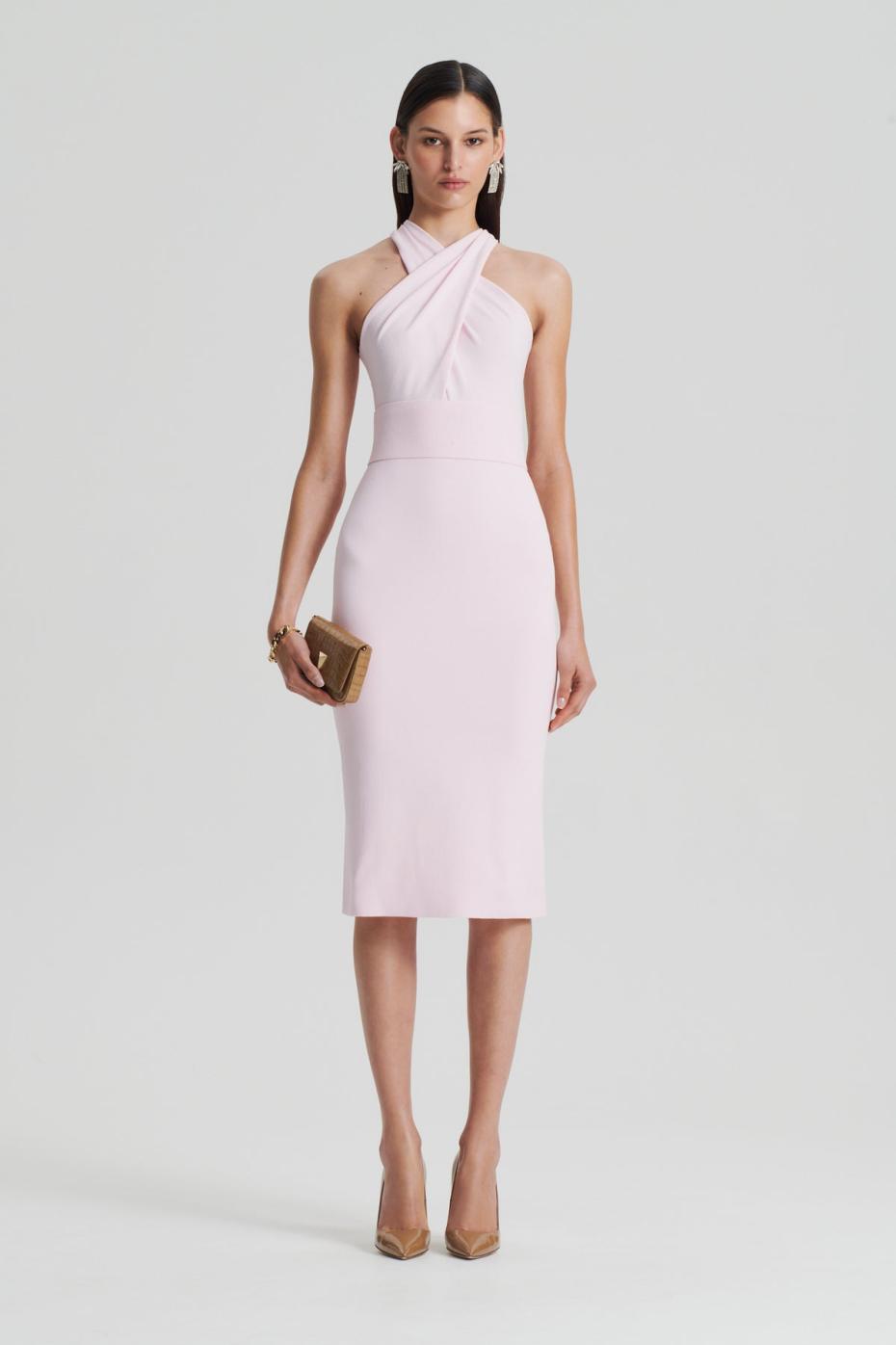 Dresses | Women Scanlan Theodore CREPE KNIT WRAP NECK DRESS Angel