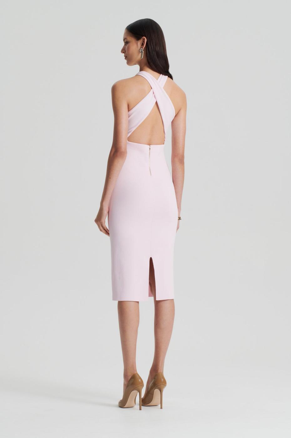 Dresses | Women Scanlan Theodore CREPE KNIT WRAP NECK DRESS Angel