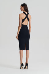 Dresses | Women Scanlan Theodore CREPE KNIT WRAP NECK DRESS Black