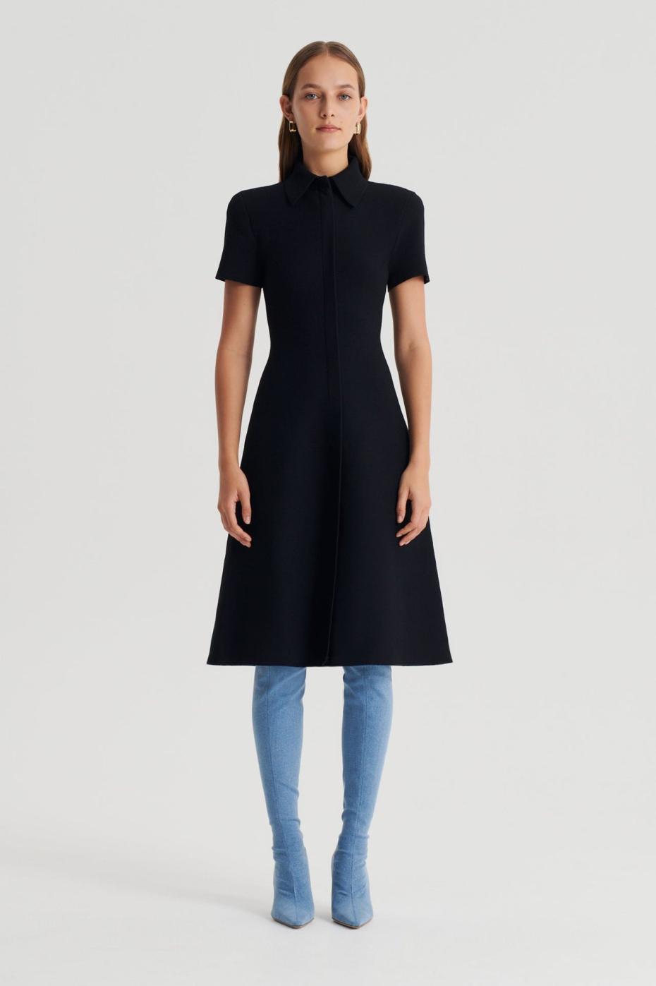 Dresses | Women Scanlan Theodore CREPE KNIT ZIP DRESS Black