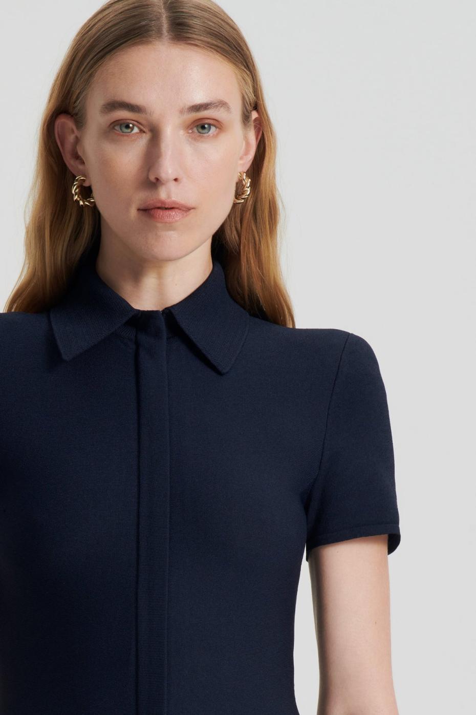 Dresses | Women Scanlan Theodore CREPE KNIT ZIP SHIRT DRESS Navy