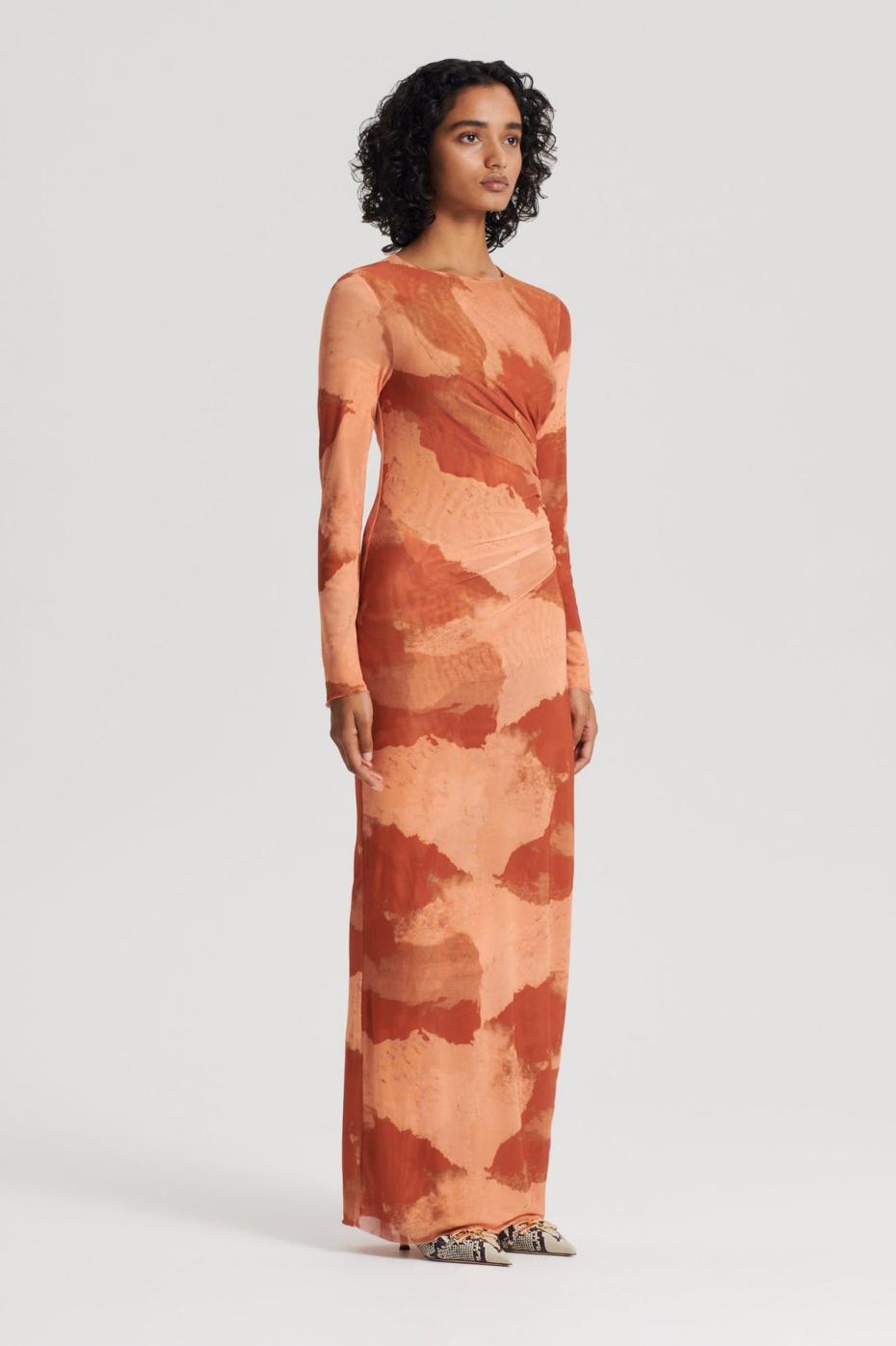 Dresses | Women Scanlan Theodore MESH CLOUD PRINT DRESS Tan