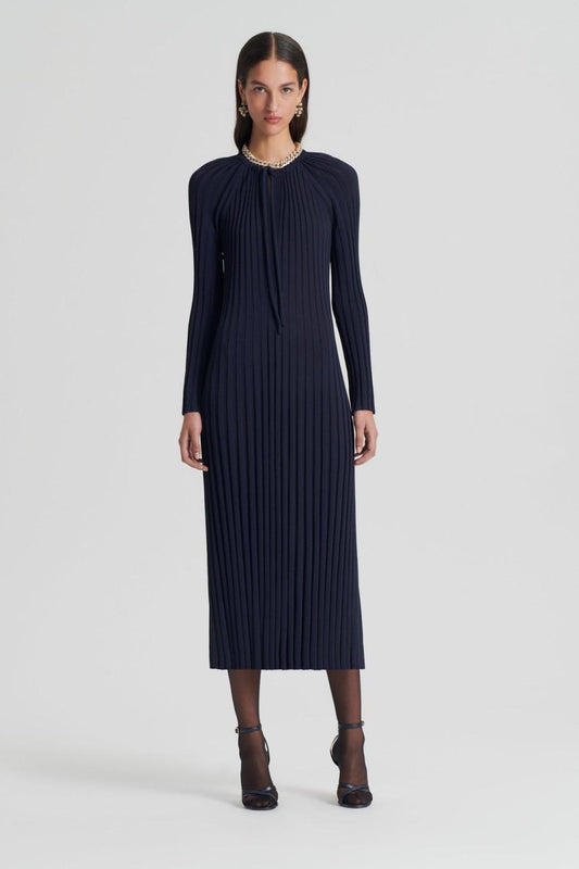 Dresses | Women Scanlan Theodore PLEATED RIB DRAWCORD DRESS Navy