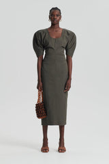 Dresses | Women Scanlan Theodore SATEEN COTTON TAILORED DRESS Khaki