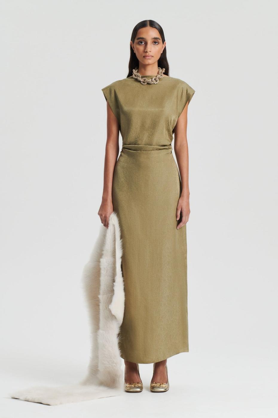 Dresses | Women Scanlan Theodore SILK JACQUARD DRESS Olive
