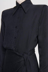 Dresses | Women Scanlan Theodore SILK JAQUARD WRAP DRESS Navy